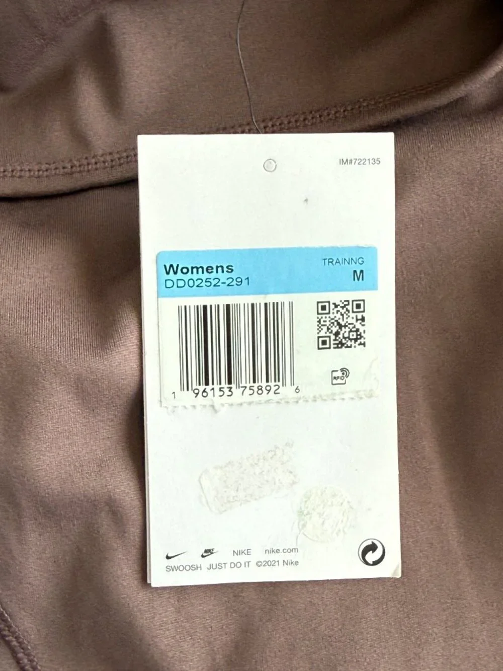 Nike One Dri-FIT Mid Rise Full Length Leggings Mauve Women's M NWT